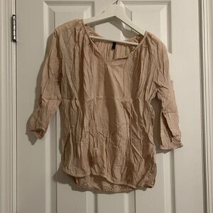 Colors of Benetton Blouse Pink Embossed Dot Light Pale Pastel Tassel Women Small